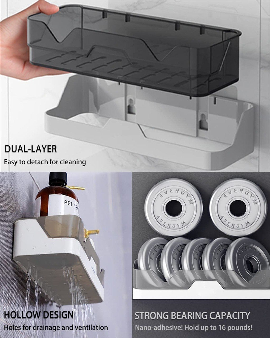 Plastic Shower Caddy Adhesive Shower Shelf