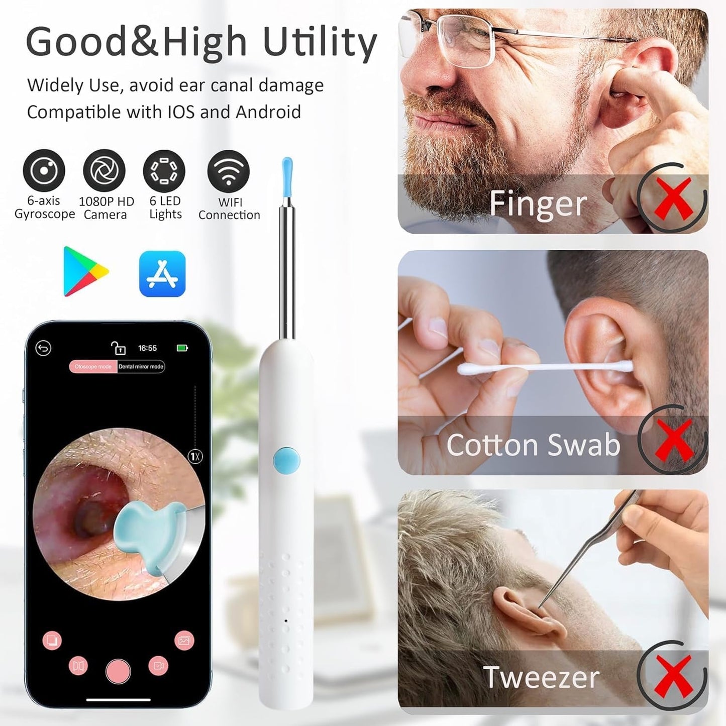 Earwax Removal Tool Kit with HD Camera Wi-Fi Connection