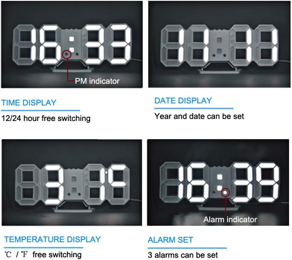 3D LED Digital Wall Clock for Home