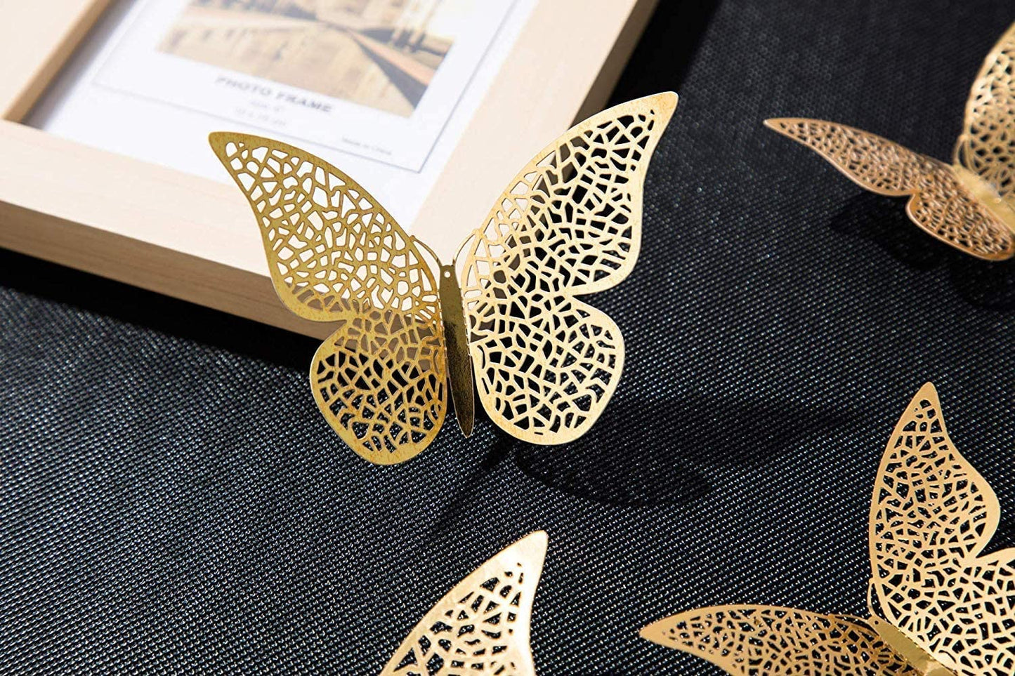 12pcs 3D Gorgeous Shiny Rose Gold Butterfly Stickers