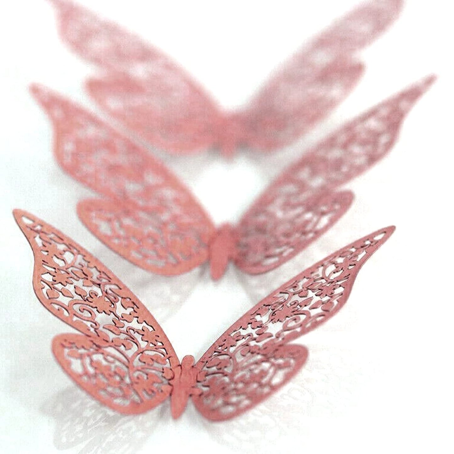 12pcs 3D Gorgeous Shiny Rose Gold Butterfly Stickers