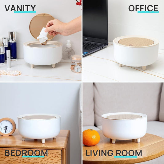 2 LTR Small Countertop Press-Top Tabletop Dustbin