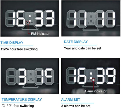 3D LED Digital Wall Clock for Home